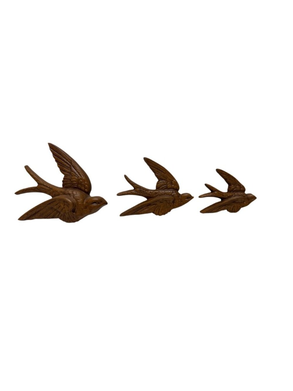 Vintage 1983 MCM Burwood Flying Bird Brown Plastic Wall Decor Set of 3 - Picture 2 of 14